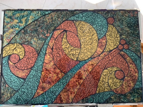 Winner: Cynthia O'Flaherty! Raffle Art by Barbara Broderick: Van Gogh Stained Glass Wine Rack