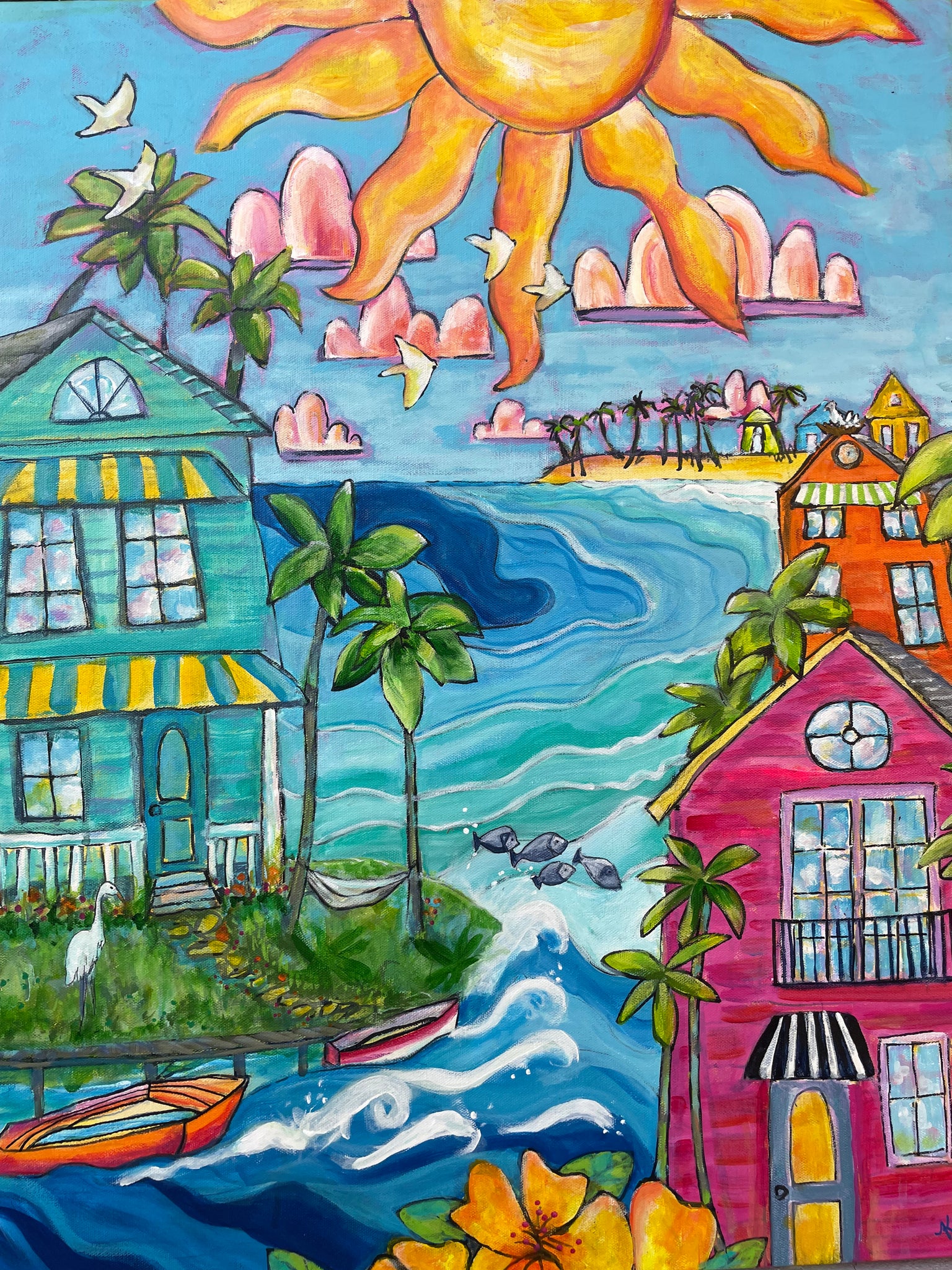 Winner: Dale Janson! Raffle Art by Kelly Morrison: "Island Life" Original Acrylic on Canvas